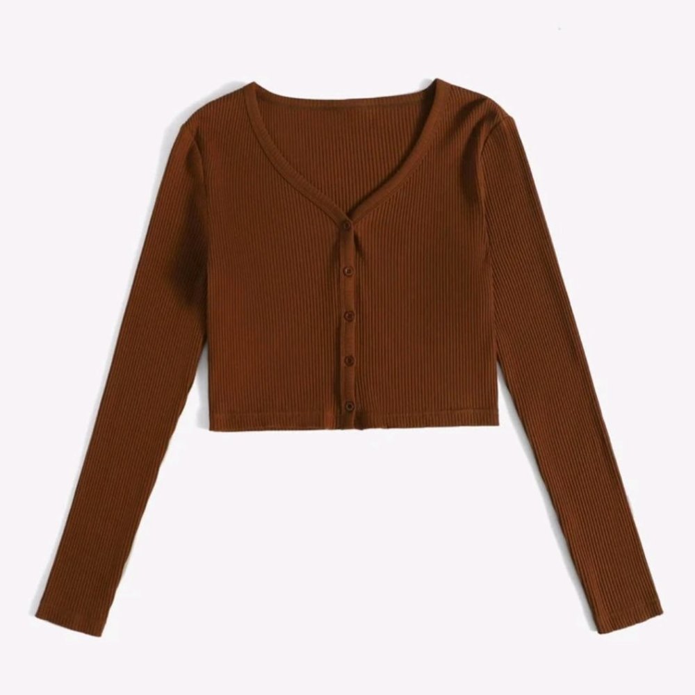 Shein Brown Crop Cardigan y2k style - Size XS